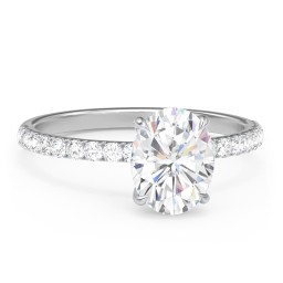 2 ct. (9x7mm) Oval Moissanite Engagement Ring With 1.5mm Side Stones