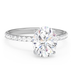 3 ct. (10x8mm) Oval Moissanite Engagement Ring With 1.5mm Side Stones