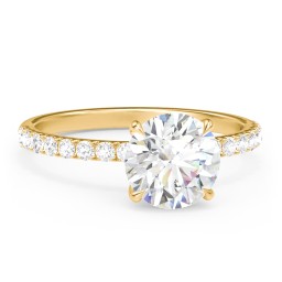 2 ct. (8mm) Moissanite Engagement Ring With 1.5mm Side Stones in 10K Solid Yellow Gold