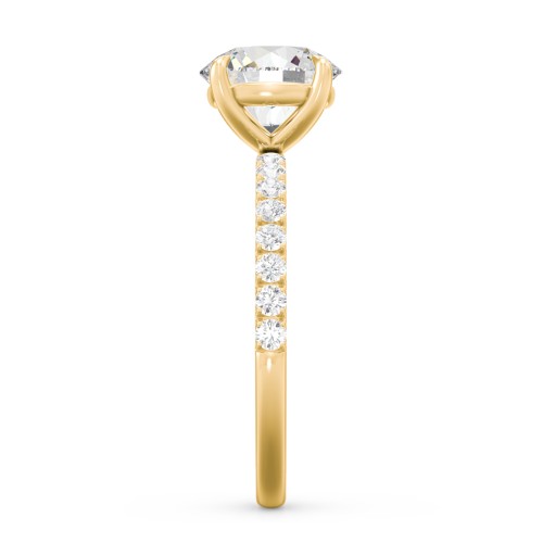 2 ct. (8mm) Moissanite Engagement Ring With 1.5mm Side Stones – 10K Yellow Gold with Moissanite and Lab Diamond