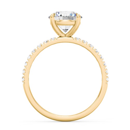 2 ct. (8mm) Moissanite Engagement Ring With 1.5mm Side Stones – 10K Yellow Gold with Moissanite and Lab Diamond