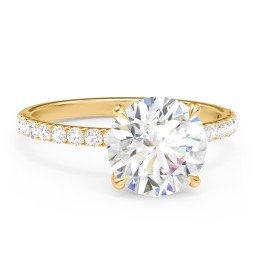 3 ct. (9mm) Moissanite Engagement Ring With 1.5mm Side Stones in 10K Solid Yellow Gold