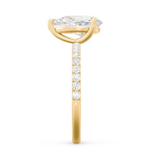 2.5 ct. (10.5x7mm) Pear Moissanite Engagement Ring With 1.5mm Side Stones – 10K Yellow Gold with Moissanite and Lab Diamond