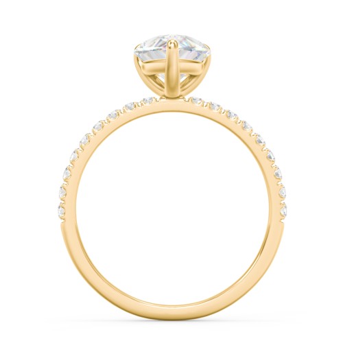 2.5 ct. (10.5x7mm) Pear Moissanite Engagement Ring With 1.5mm Side Stones – 10K Yellow Gold with Moissanite and Lab Diamond