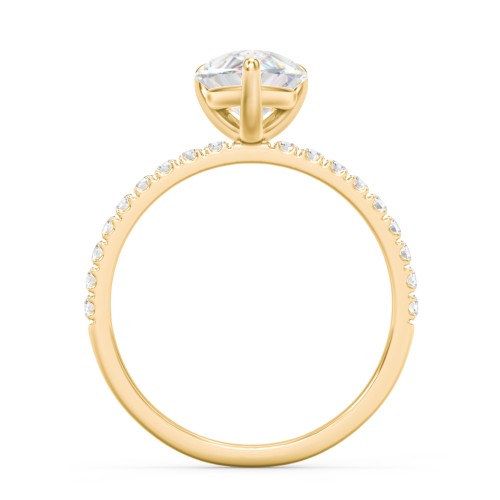 3 ct. (11x7mm) Pear Moissanite Engagement Ring With 1.5mm Side Stones – 10K Yellow Gold with Moissanite and Lab Diamond