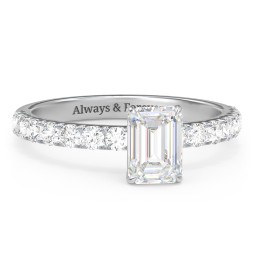 1 ct. (7x5mm) Emerald-Cut Moissanite Engagement Ring With 2mm Side Stones