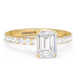 2 ct. (8x6mm) Emerald-Cut Moissanite Engagement Ring With 2mm Side Stones in 10K Solid Yellow Gold