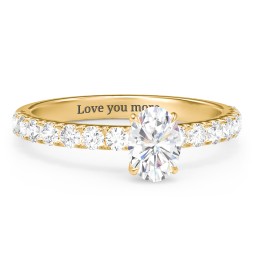 1 ct. (7x5mm) Oval Moissanite Engagement Ring With 2mm Side Stones in 10K Solid Yellow Gold