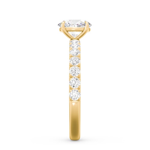 1 ct. (7x5mm) Oval Moissanite Engagement Ring With 2mm Side Stones – 10K Yellow Gold with Moissanite and Lab Diamond