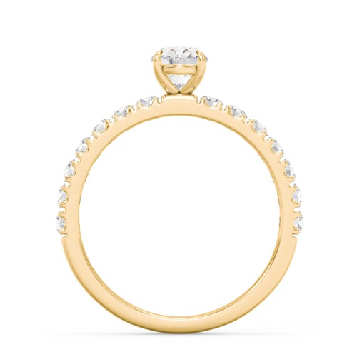 1 ct. (7x5mm) Oval Moissanite Engagement Ring With 2mm Side Stones – 10K Yellow Gold with Moissanite and Lab Diamond