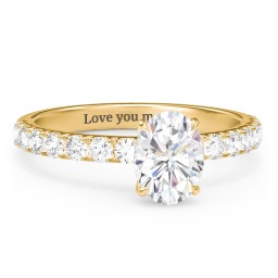 1.5 ct. (8x6mm) Oval Moissanite Engagement Ring With 2mm Side Stones in 10K Solid Yellow Gold