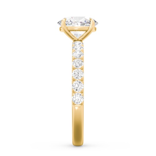1.5 ct. (8x6mm) Oval Moissanite Engagement Ring With 2mm Side Stones – 10K Yellow Gold with Moissanite and Lab Diamond