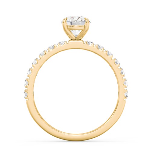 1.5 ct. (8x6mm) Oval Moissanite Engagement Ring With 2mm Side Stones – 10K Yellow Gold with Moissanite and Lab Diamond