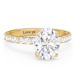 3 ct. (10x8mm) Oval Moissanite Engagement Ring With 2mm Side Stones in 10K Solid Yellow Gold