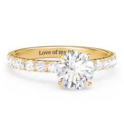 1.5 ct. (7.5mm) Moissanite Engagement Ring With 2mm Side Stones in 10K Solid Yellow Gold