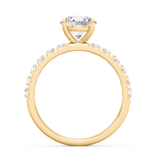 1.5 ct. (7.5mm) Moissanite Engagement Ring With 2mm Side Stones – 10K Yellow Gold with Moissanite and Lab Diamond