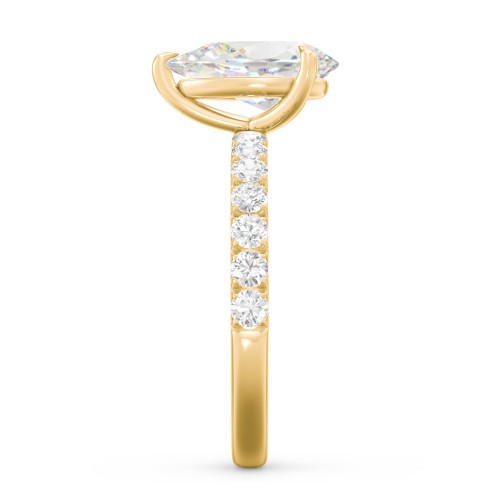 3 ct. (11x7mm) Pear Moissanite Engagement Ring With 2mm Side Stones – 10K Yellow Gold with Moissanite and Lab Diamond