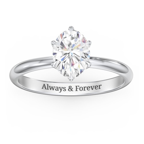 1.5 ct. (8x6mm) Moissanite Engagement Ring with Tulip Setting – 10K White Gold with Moissanite