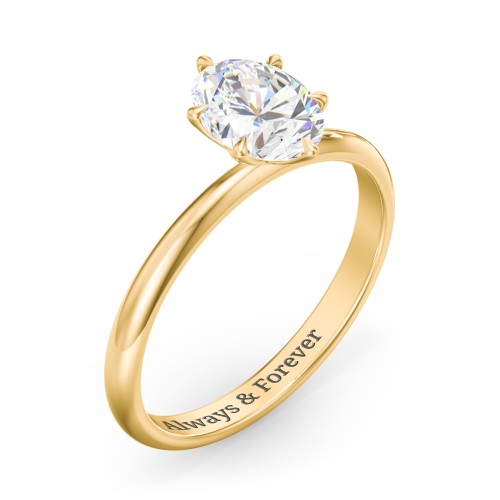 1.5 ct. (8x6mm) Moissanite Engagement Ring with Tulip Setting – 10K Yellow Gold with Moissanite