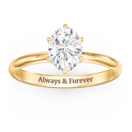 1.5 ct. (8x6mm) Moissanite Engagement Ring with Tulip Setting – 10K Yellow Gold with Moissanite