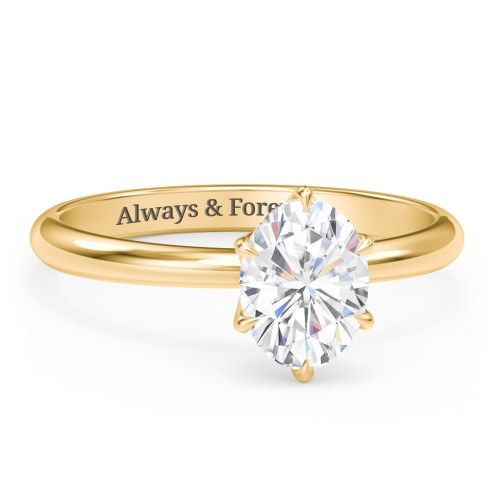 1.5 ct. (8x6mm) Moissanite Engagement Ring with Tulip Setting – 10K Yellow Gold with Moissanite