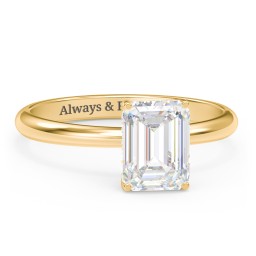 2 ct. (8x6mm) Emerald-Cut Moissanite Engagement Ring with Hidden Halo in 10K Solid Yellow Gold