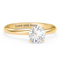 1 ct. (6.5mm) Moissanite Engagement Ring with Hidden Halo in 10K Solid Yellow Gold
