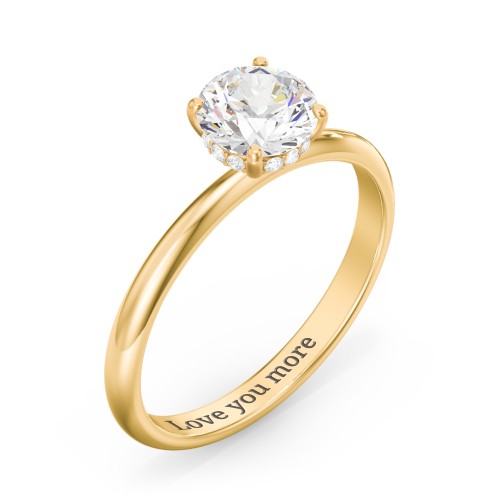 1 ct. (6.5mm) Moissanite Engagement Ring with Hidden Halo – 10K Yellow Gold with Moissanite and Lab Diamond