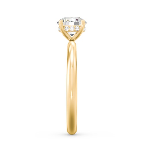 1 ct. (6.5mm) Moissanite Engagement Ring with Hidden Halo – 10K Yellow Gold with Moissanite and Lab Diamond