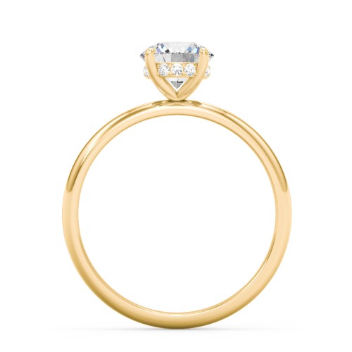 1 ct. (6.5mm) Moissanite Engagement Ring with Hidden Halo – 10K Yellow Gold with Moissanite and Lab Diamond