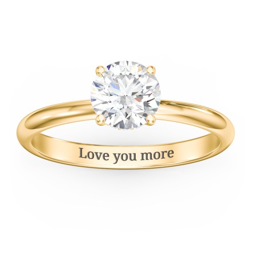 1 ct. (6.5mm) Moissanite Engagement Ring with Hidden Halo – 10K Yellow Gold with Moissanite and Lab Diamond
