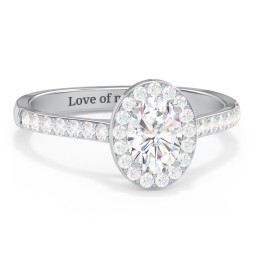 1 ct. (7x5mm) Oval Moissanite Halo Engagement Ring with Side Stones