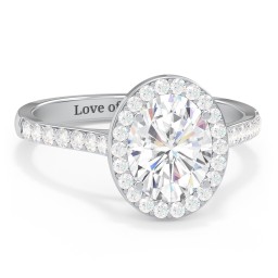 2 ct. (9x7mm) Oval Moissanite Halo Engagement Ring with Side Stones