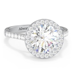 3 ct. (9mm) Moissanite Halo Engagement Ring with Side Stones