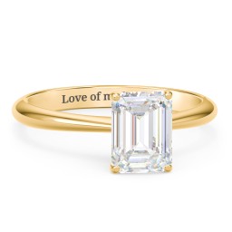 2 ct. (8x6mm) Emerald-Cut Moissanite Engagement Ring with Tapered Knife Edge in 10K Solid Yellow Gold