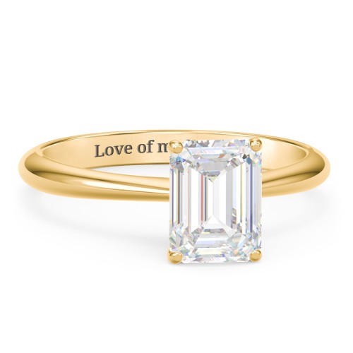 2 ct. (8x6mm) Emerald-Cut Moissanite Engagement Ring with Tapered Knife Edge – 10K Yellow Gold with Moissanite