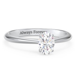 1 ct. (7x5mm) Oval Moissanite Engagement Ring with Tapered Knife Edge