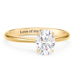1.5 ct. (8x6mm) Oval Moissanite Engagement Ring with Tapered Knife Edge in 10K Solid Yellow Gold