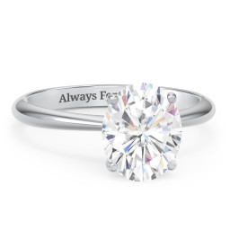 3 ct. (10x8mm) Oval Moissanite Engagement Ring with Tapered Knife Edge