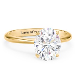 3 ct. (10x8mm) Oval Moissanite Engagement Ring with Tapered Knife Edge in 10K Solid Yellow Gold