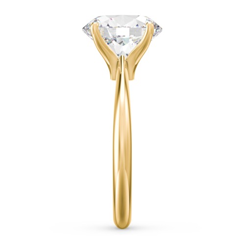 3 ct. (10x8mm) Oval Moissanite Engagement Ring with Tapered Knife Edge – 10K Yellow Gold with Moissanite