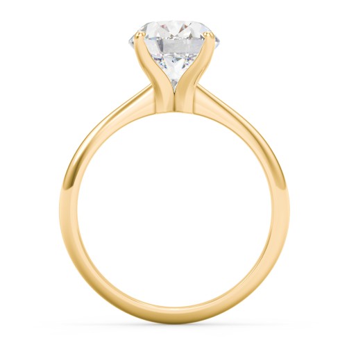 3 ct. (10x8mm) Oval Moissanite Engagement Ring with Tapered Knife Edge – 10K Yellow Gold with Moissanite