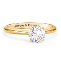 1 ct. (6.5mm) Moissanite Engagement Ring with Tapered Knife Edge in 10K Solid Yellow Gold