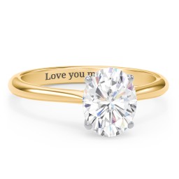 2 ct. (9x7mm) Oval Moissanite Classic Two Tone Engagement Ring in 10K Solid Yellow Gold