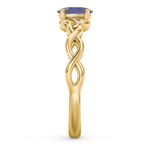 Oval Solitaire Celtic Trinity Knot Engagement Ring – 18K Gold Plated Silver with Blue Sapphire