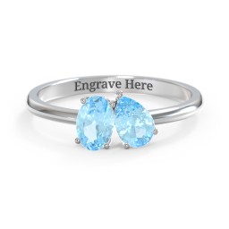 Toi et Moi Oval and Pear Gemstone Ring