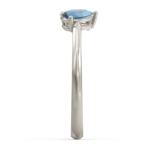 Toi et Moi Oval and Pear Gemstone Ring – 10K White Gold with Peridot and Blue Topaz