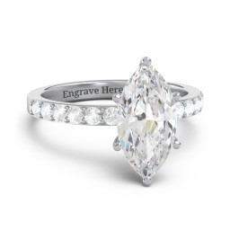 2 ct. Marquise CZ Engagement Ring with Accents in 925 Sterling Silver with Cubic Zirconia and Aquamarine