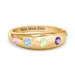 Round Stone Dome Ring in 18K Gold Plated Silver