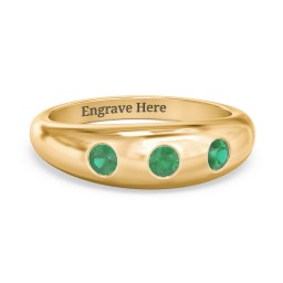 Round Stone Dome Ring in 18K Gold Plated Silver with Emerald, Lavender Premium Zirconia, and Mint Premium Zirconia